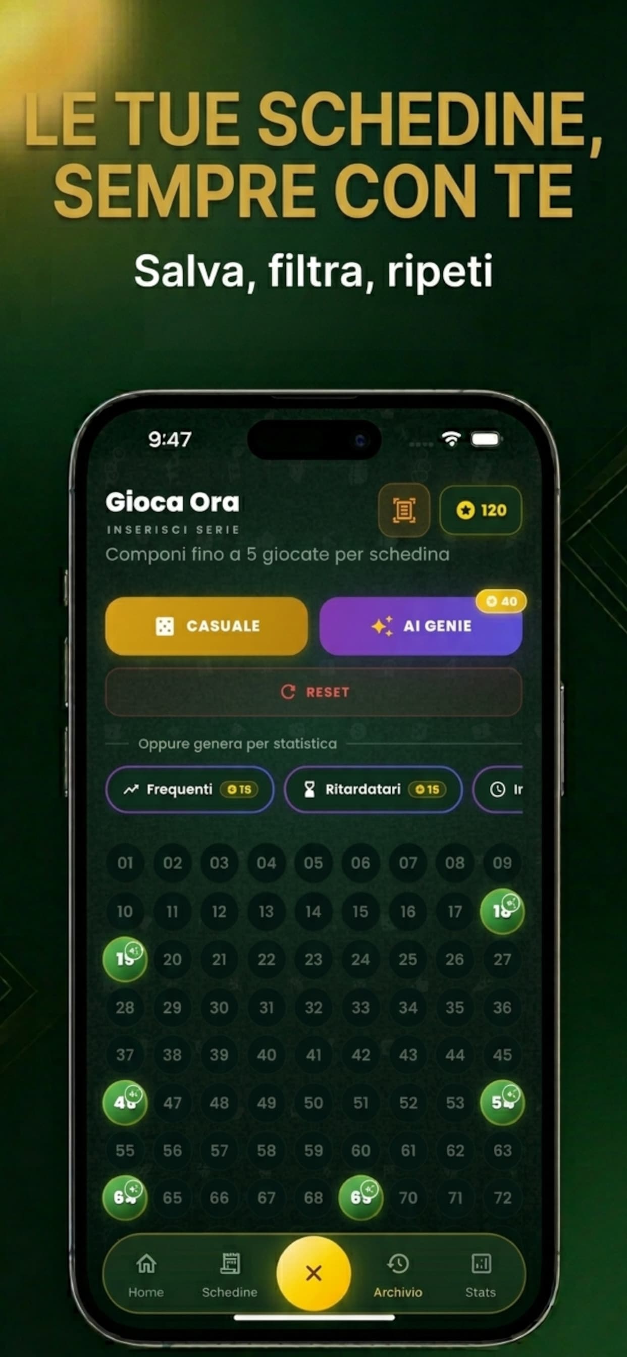 Inserimento schedine Superenalotto con generatori intelligenti